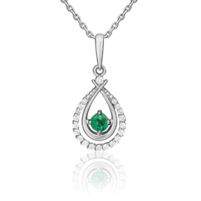 Подвеска из белого золота с изумрудом и бриллиантами 03-0537-00-106-1120-30