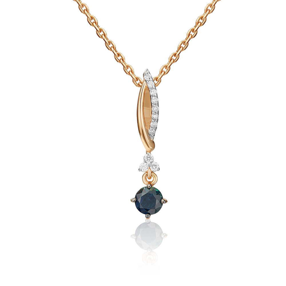 Подвеска из красного золота с сапфиром и бриллиантами 03-0538-00-105-1110-30