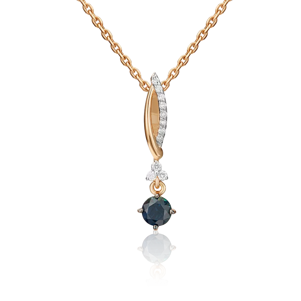 Подвеска из красного золота с сапфиром и бриллиантами 03-0538-00-105-1110-30