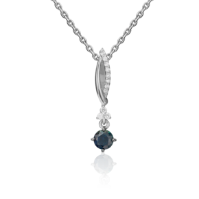 Подвеска из белого золота с сапфиром и бриллиантами