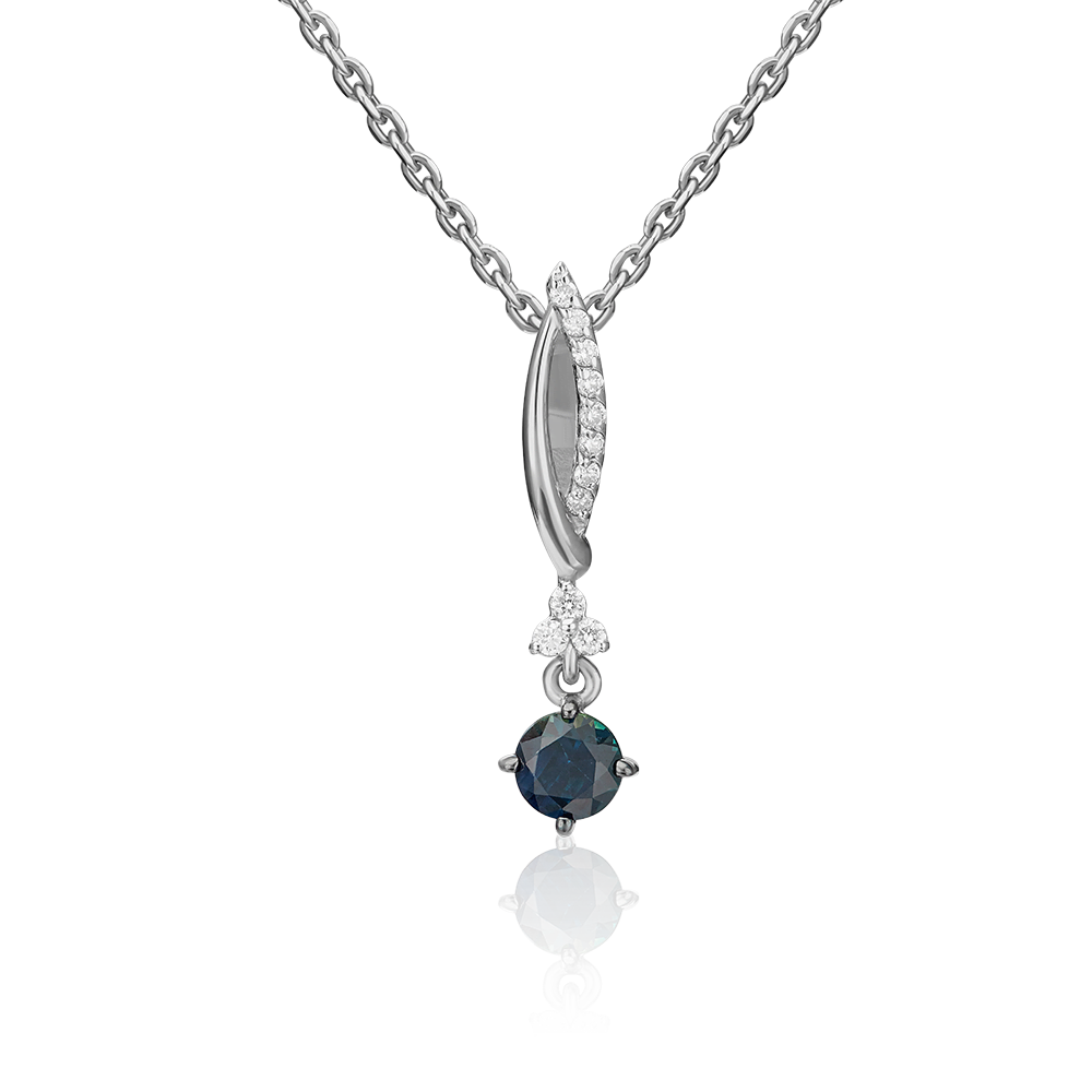 Подвеска из белого золота с сапфиром и бриллиантами 03-0538-00-105-1120-30