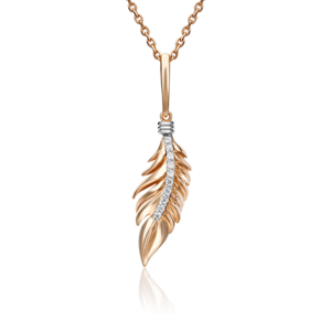 Подвеска «Перо» из комбинированного золота с фианитами 03-2977-00-401-1111-23