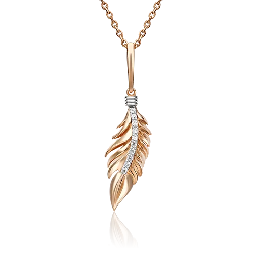 Подвеска «Перо» из комбинированного золота с фианитами 03-2977-00-401-1111-23