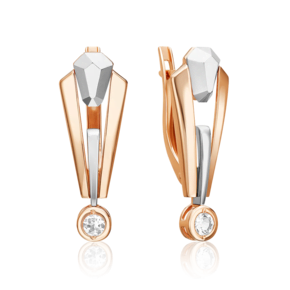 Серьги с английским замком из комбинированного золота с натуральным топазом white 02-5037-00-201-1111