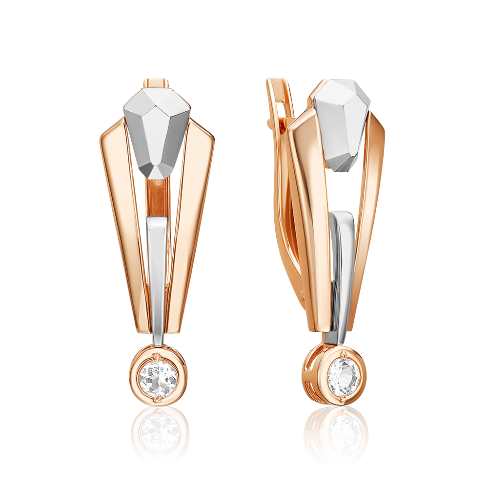 Серьги с английским замком из комбинированного золота с натуральным топазом white 02-5037-00-201-1111