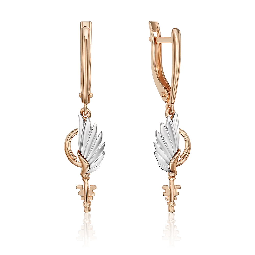 Серьги «Секрет любви» с английским замком из комбинированного золота 02-5318-00-000-1111