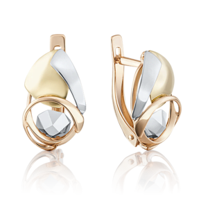 Серьги с английским замком из комбинированного золота 02-4016-00-000-1140-04