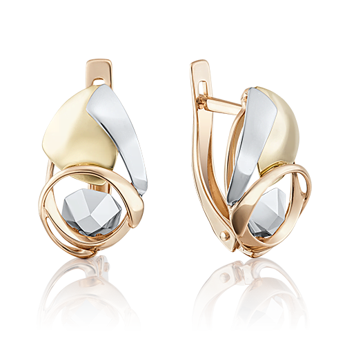 Серьги с английским замком из комбинированного золота 02-4016-00-000-1140-04