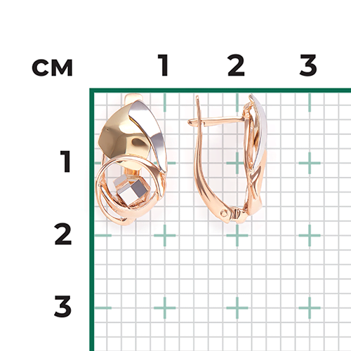 Серьги с английским замком из комбинированного золота 02-4016-00-000-1140-04