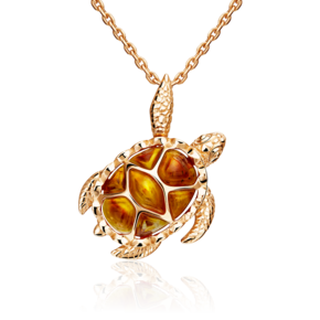 Подвеска «Черепаха» из красного золота с янтарём 03-3002-00-271-1110-46