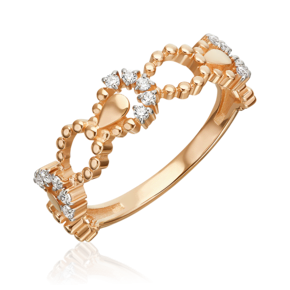 Кольцо из красного золота с фианитами 01-5895-00-401-1110