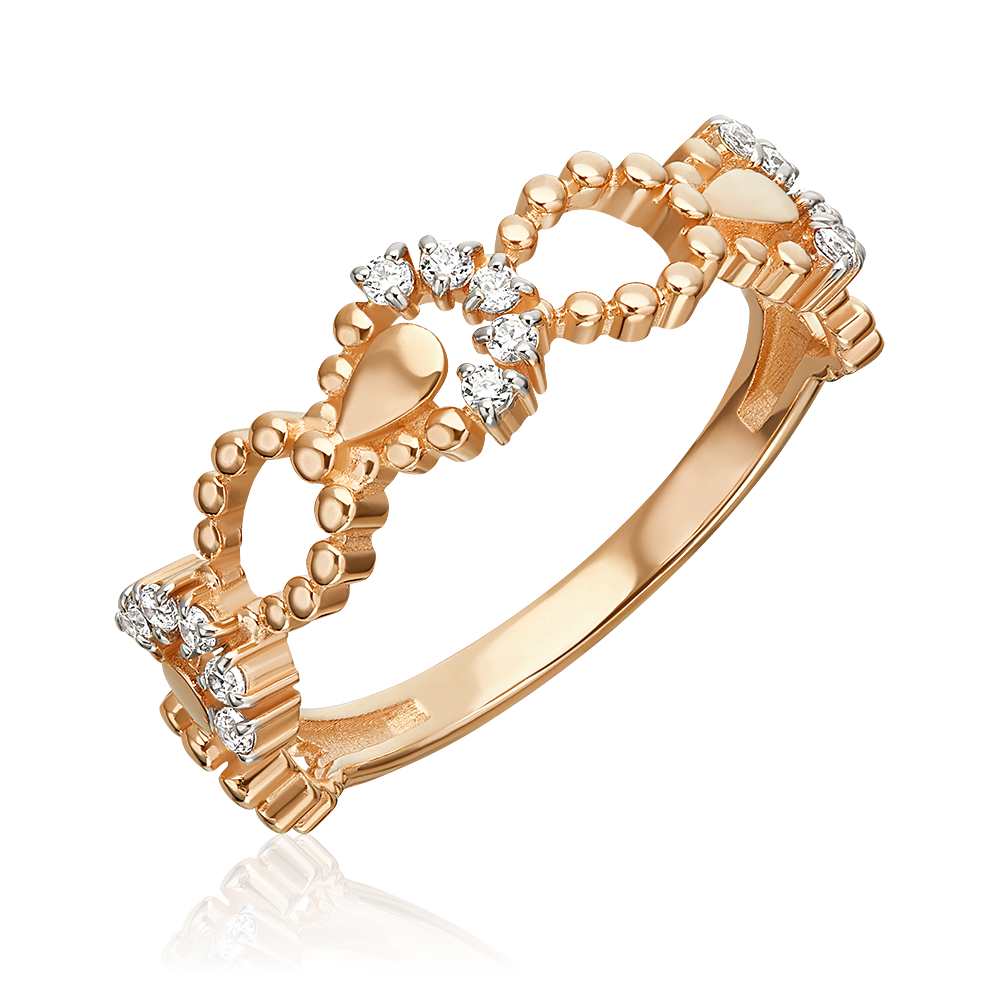 Кольцо из красного золота с фианитами 01-5895-00-401-1110