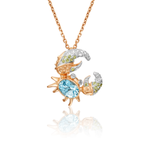 Подвеска «Краб» из красного золота с топазами и хризолитами 03-3105-00-243-1110-46