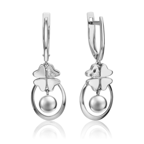 Серьги «Клевер. Незабываемые моменты» с английским замком из белого золота с бриллиантами 02-4816-00-101-1120