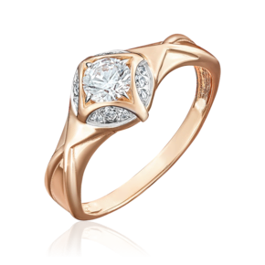 Кольцо из красного золота с фианитами 01-4900-00-501-1110-38