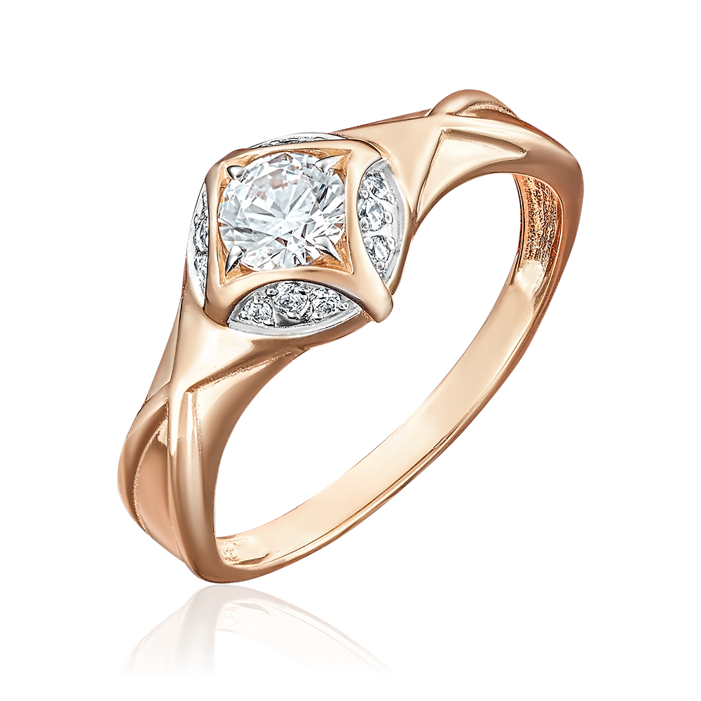 Кольцо из красного золота с фианитами 01-4900-00-501-1110-38