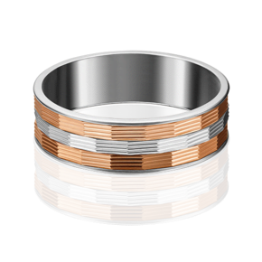 Обручальное кольцо из комбинированного золота с алмазной гранью