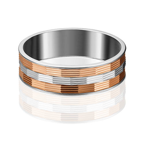 Обручальное кольцо из комбинированного золота с алмазной гранью 01-4904-00-000-1111-54