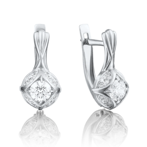 Серьги с английским замком из белого золота с фианитами 02-3766-00-501-1120-38