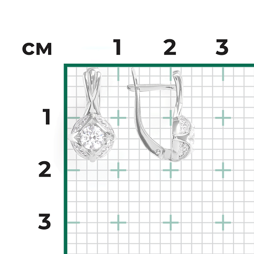 Серьги с английским замком из белого золота с фианитами 02-3766-00-501-1120-38