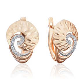 Серьги с английским замком из красного золота с фианитами 02-3772-00-401-1110-23