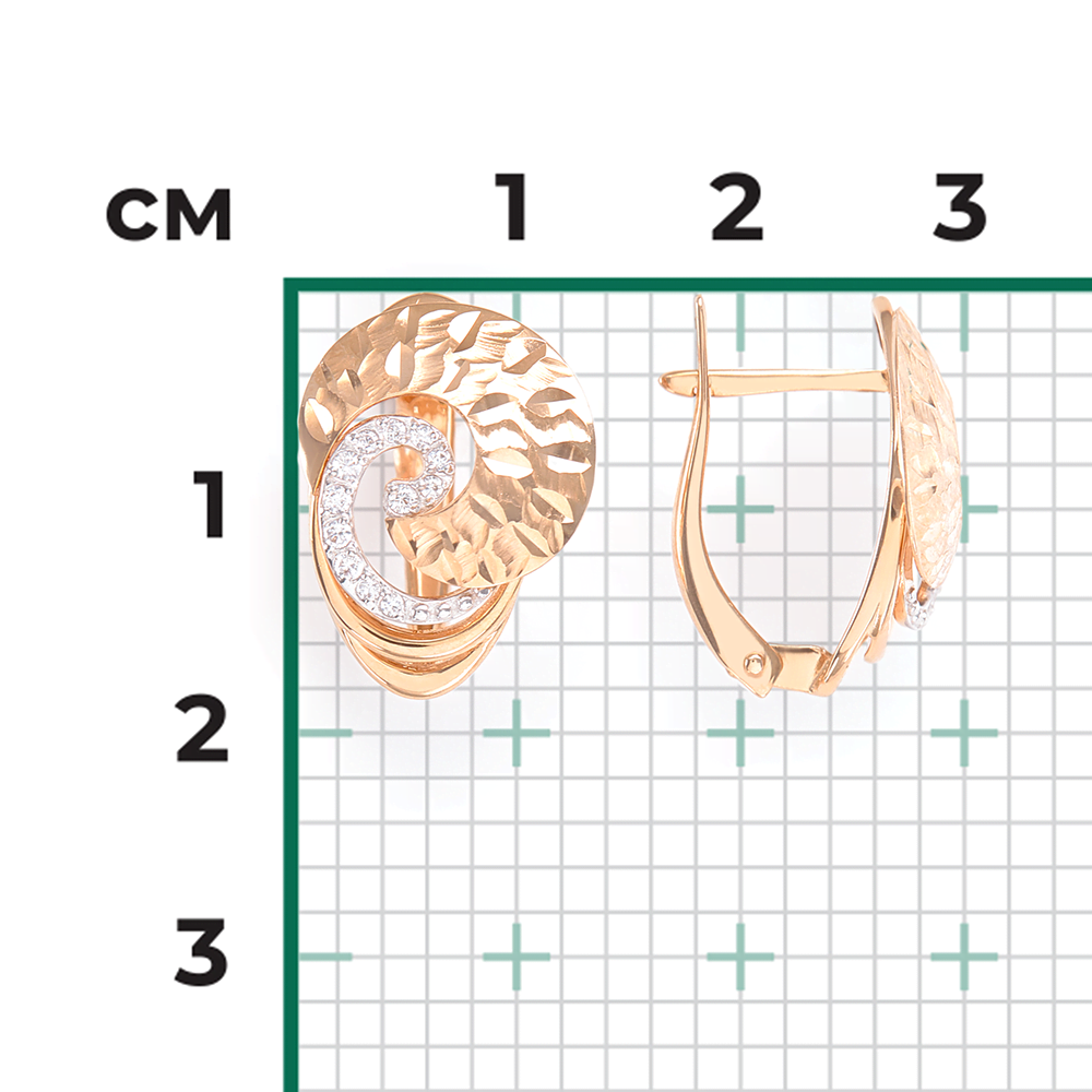 Серьги с английским замком из красного золота с фианитами 02-3772-00-401-1110-23