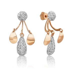 Серьги-пусеты из красного золота с синтетическими вставками 02-3773-00-801-1110-55