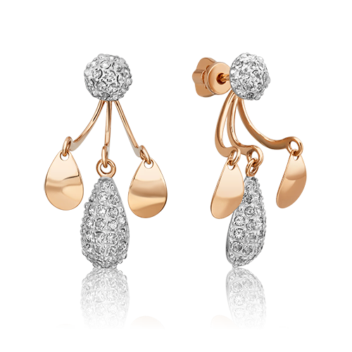 Серьги-пусеты из красного золота с синтетическими вставками 02-3773-00-801-1110-55