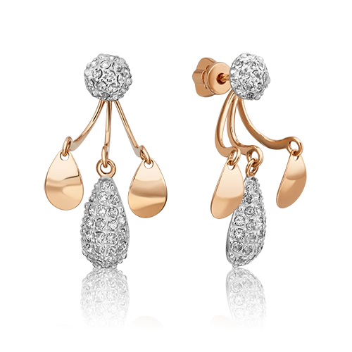 Серьги-пусеты из красного золота с синтетическими вставками 02-3773-00-801-1110-55