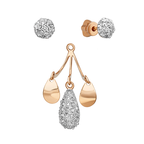 Серьги-пусеты из красного золота с синтетическими вставками 02-3773-00-801-1110-55