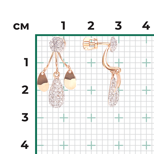 Серьги-пусеты из красного золота с синтетическими вставками 02-3773-00-801-1110-55