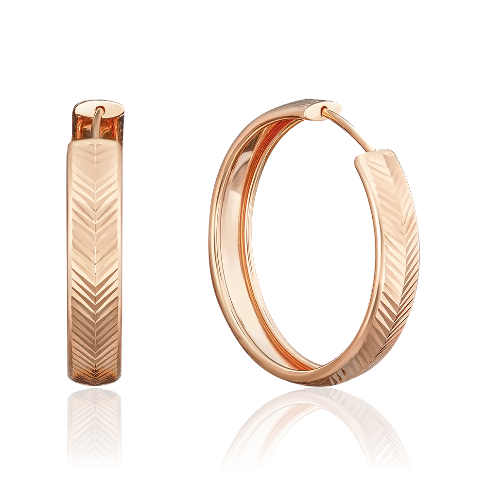 Серьги-конго из красного золота с алмазной гранью 02-3775-00-000-1110-19