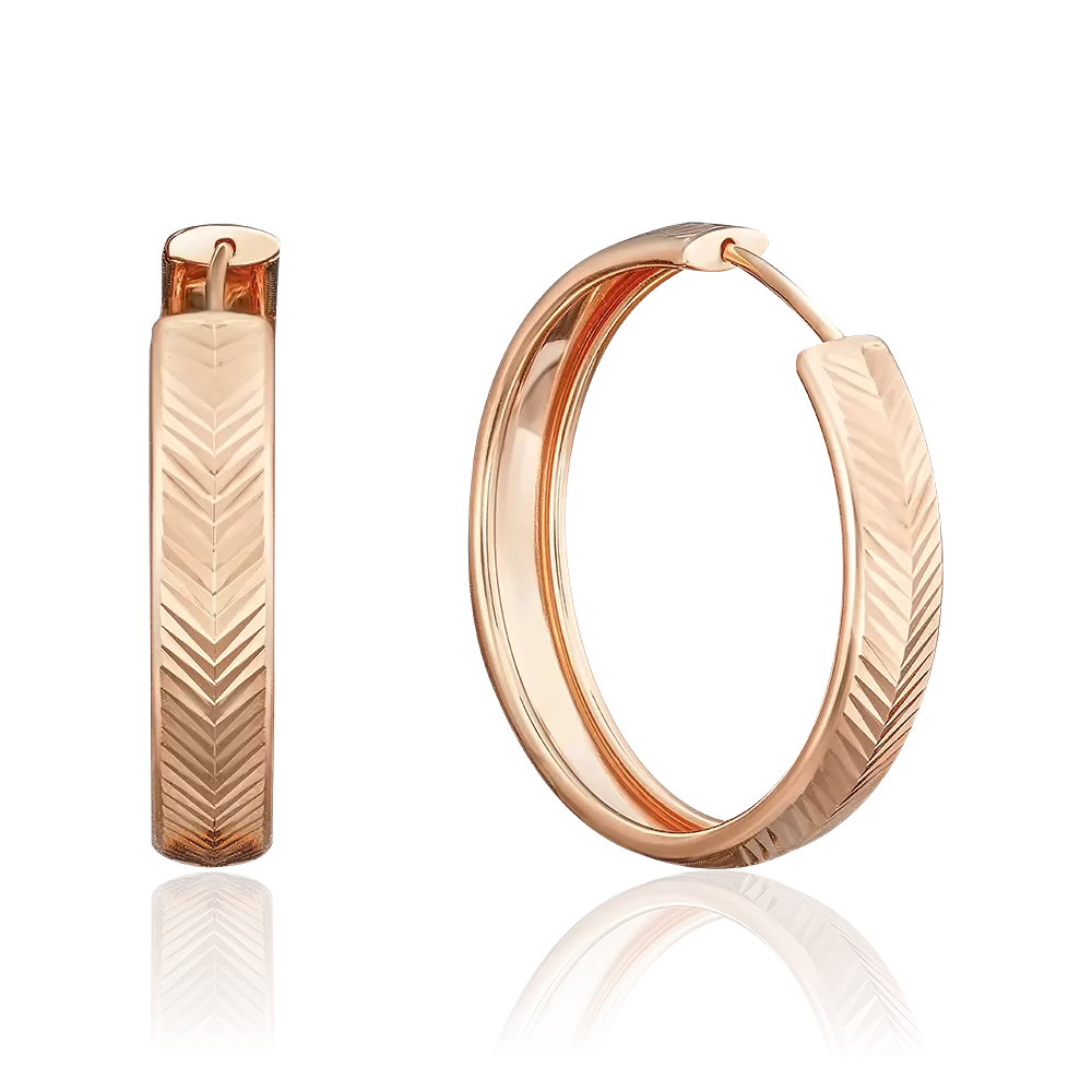 Серьги-конго из красного золота с алмазной гранью 02-3775-00-000-1110-19