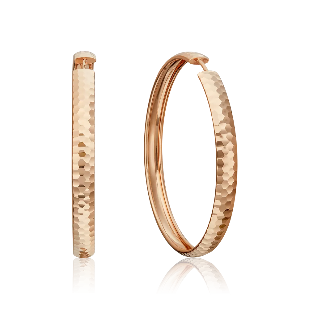 Серьги-конго из красного золота с алмазной гранью 02-3776-00-000-1110-19