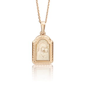 Иконка «Божия Матерь Казанская» из красного золота с бивнем мамонта 03-2585-00-292-1110-46