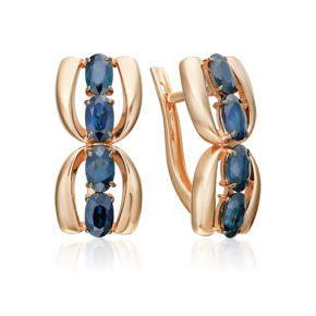 Серьги с английским замком из красного золота с сапфирами 02-5473-00-102-1110