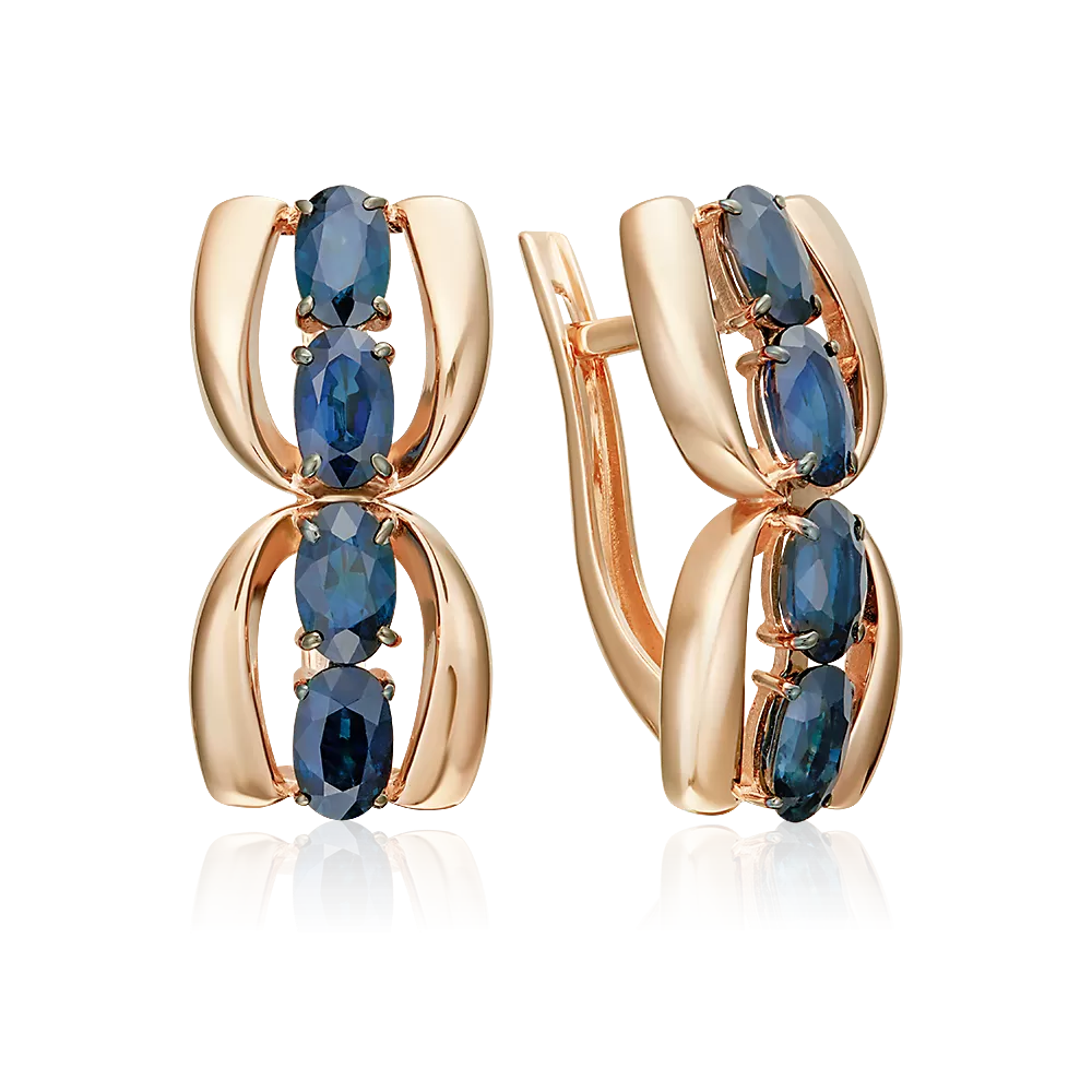 Серьги с английским замком из красного золота с сапфирами 02-5473-00-102-1110