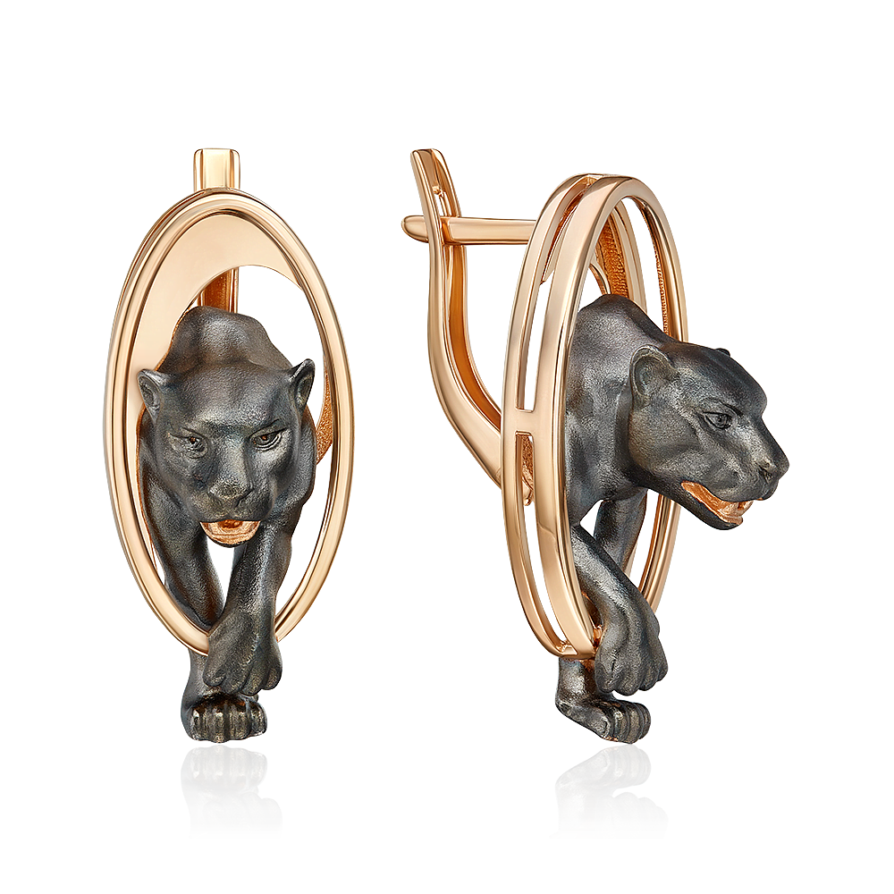 Серьги «Королевы саванны» с английским замком из красного золота 02-5301-00-000-1110