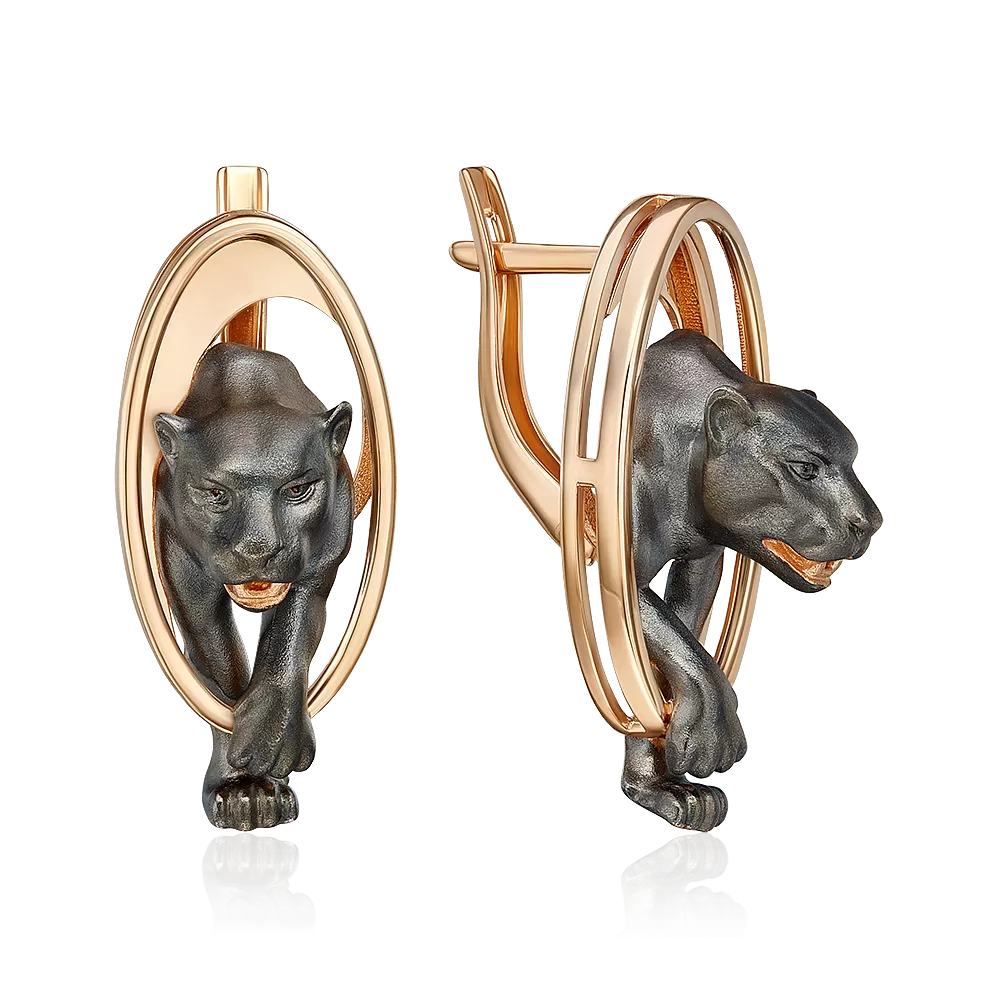 Серьги «Королевы саванны» с английским замком из красного золота 02-5301-00-000-1110