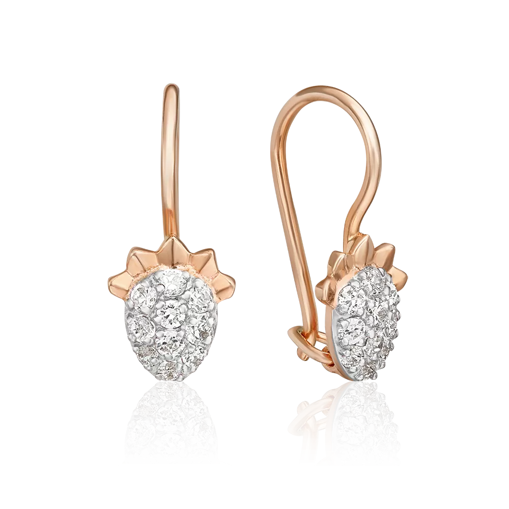 Детские серьги «Малина» с французским замком из красного золота с фианитами 02-2983-00-401-1110-03