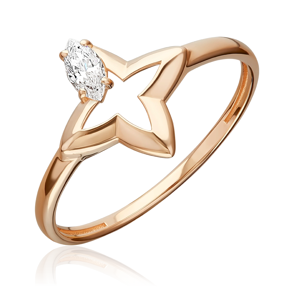 Кольцо из красного золота с фианитом 01-5937-00-401-1110