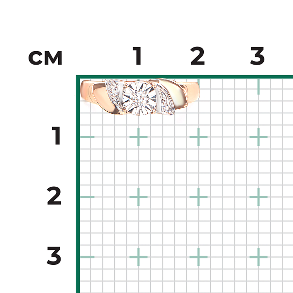 Кольцо из комбинированного золота с бриллиантами 01-5736-00-101-1111