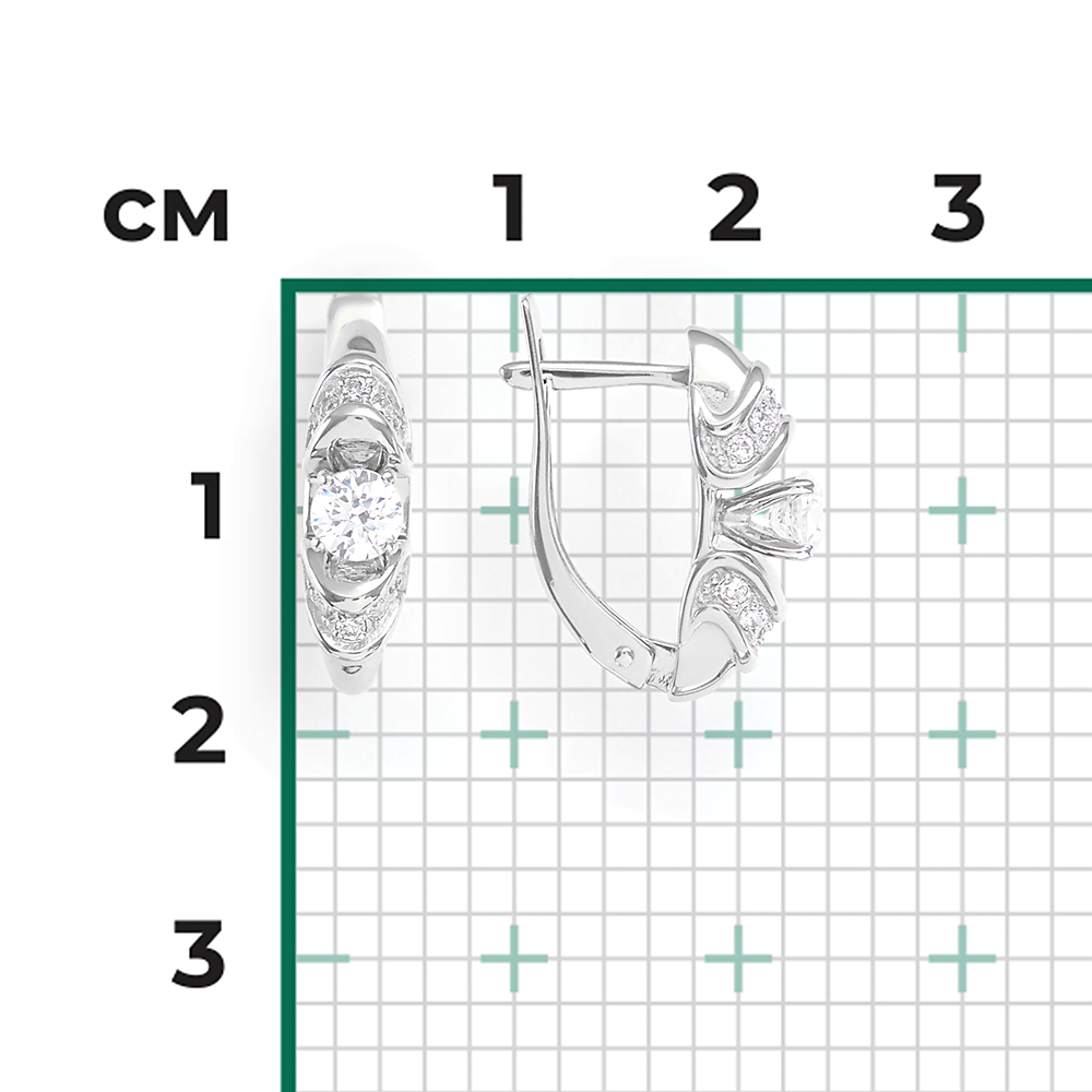 Серьги с английским замком из белого золота с фианитами 02-3803-00-501-1120-38