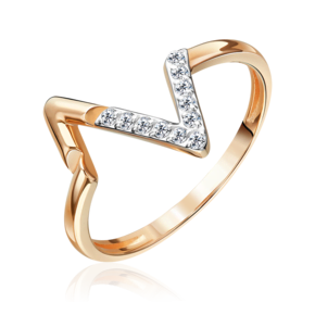 Кольцо «Монограмма» из красного золота с фианитами 01-5897-00-401-1110