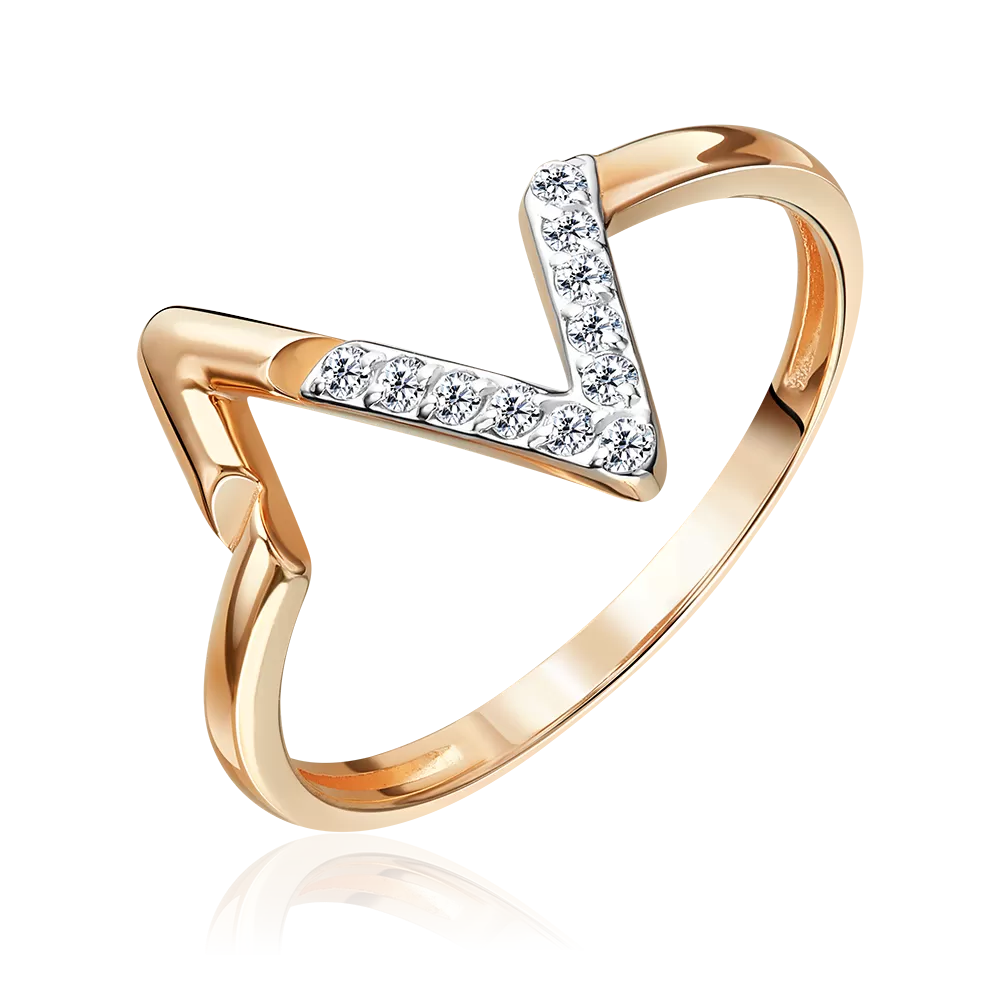 Кольцо «Монограмма» из красного золота с фианитами 01-5897-00-401-1110