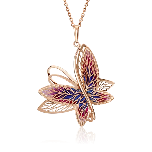 Подвеска «Бабочка» из красного золота с эмалью 03-2871-00-000-1110-48