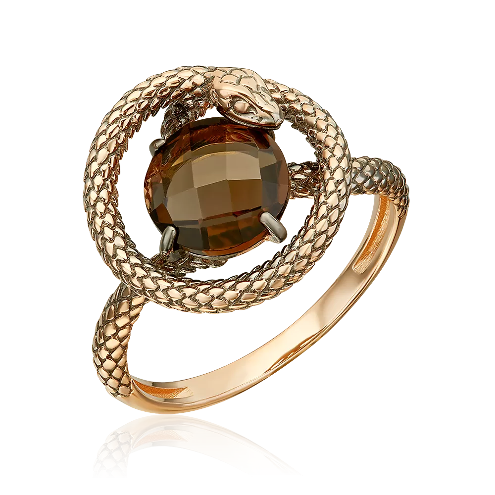Кольцо «Искушение» из красного золота с кварцем дымчатым 01-5878-00-202-1110