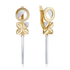 Серьги с английским замком из комбинированного золота с бриллиантами 02-4985-00-101-1121