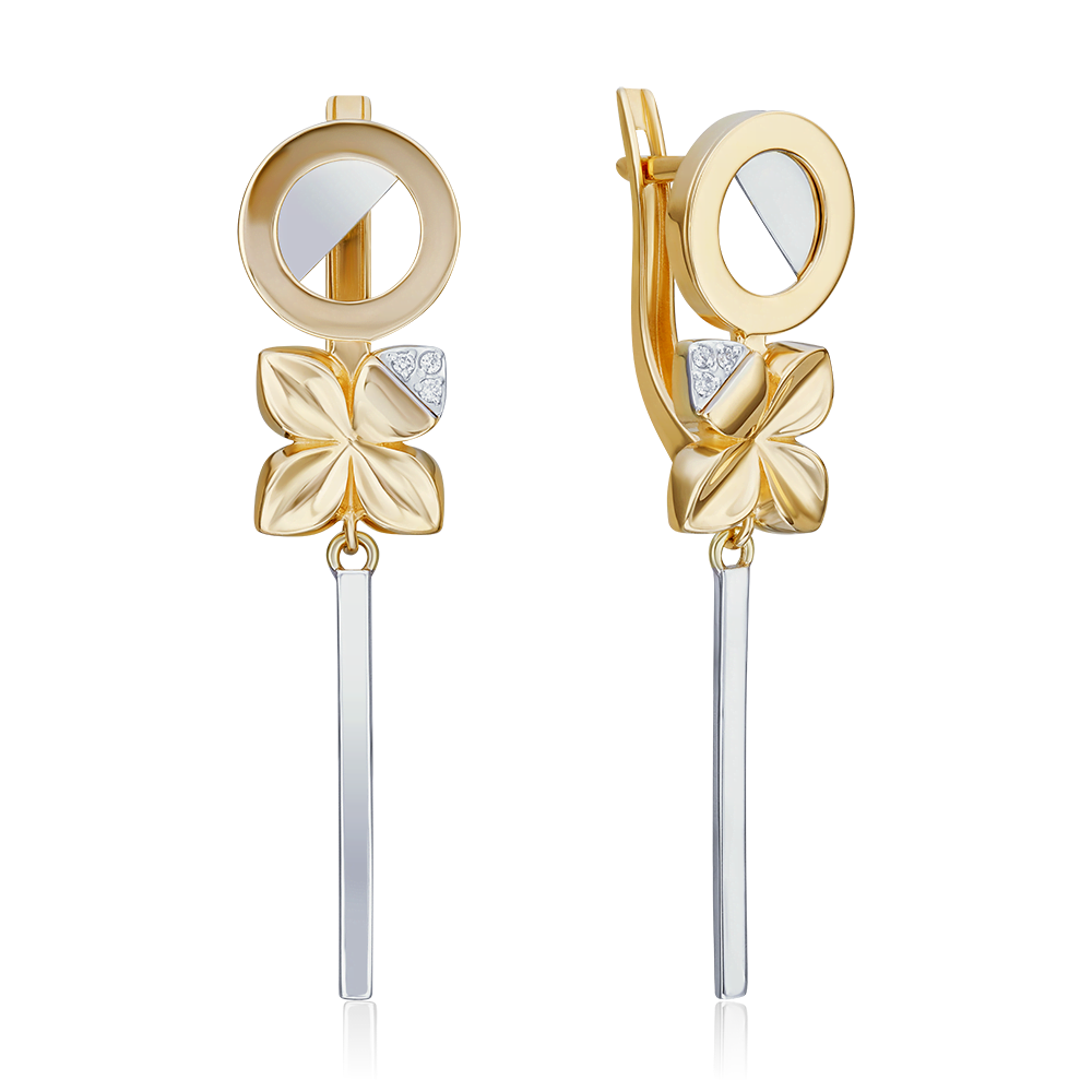 Серьги с английским замком из комбинированного золота с бриллиантами 02-4985-00-101-1121