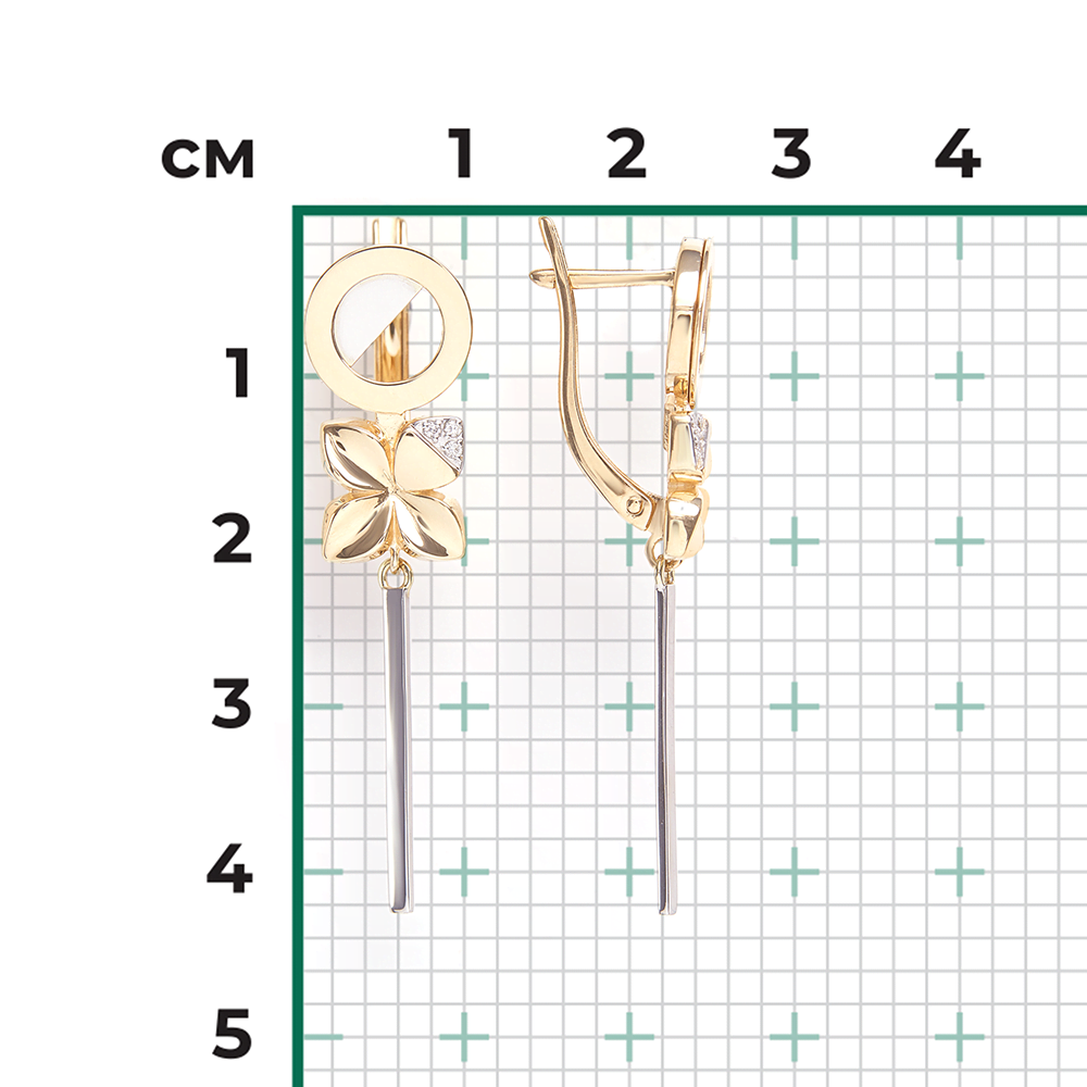 Серьги с английским замком из комбинированного золота с бриллиантами 02-4985-00-101-1121